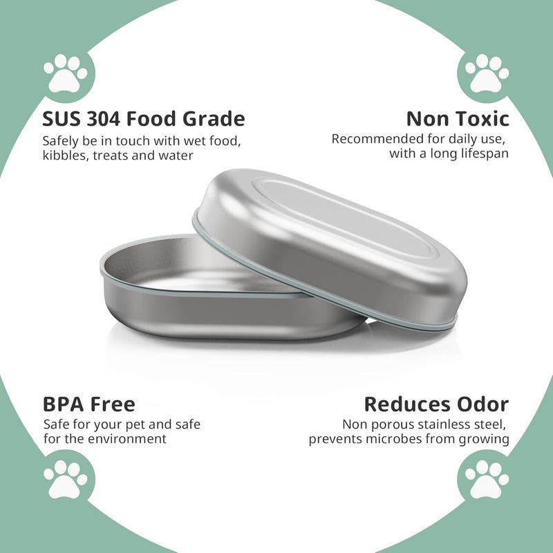 Baofum Stainless Steel Bowl for Automatic Microchip Cat Pet Feeder, Sealing Ring Design for Keeping Food Fresh and Reducing Odor, SUS 304, Easy to Clean, 2 Bowl & 1 Mat Set - Image 4